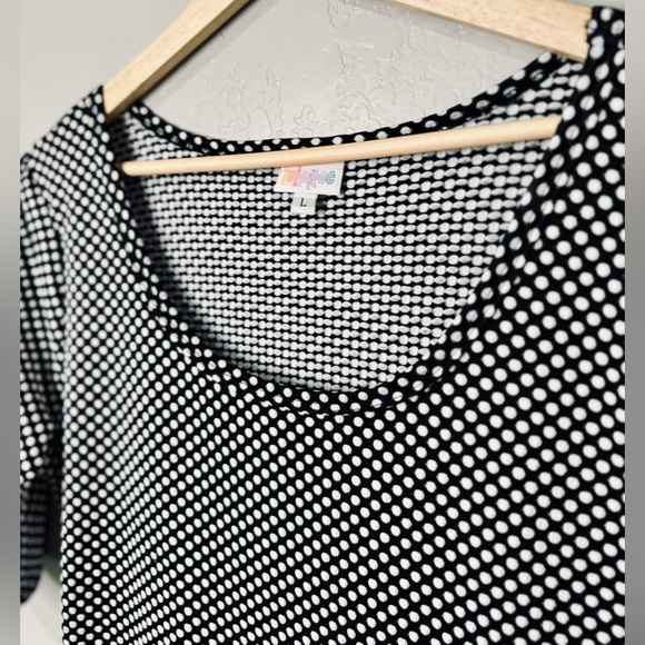 Lularoe Nicole Dress Black & White Textured Spot Print 3/4 Sleeve SZ Large - Picture 8 of 16